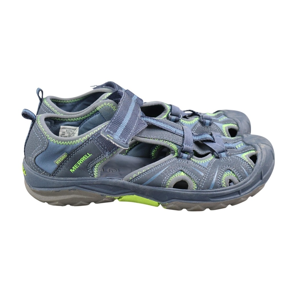 Merrell Hydro Hiker Sandals Boys Size 6 Blue Closed Toe Hook & Loop Hiking Water